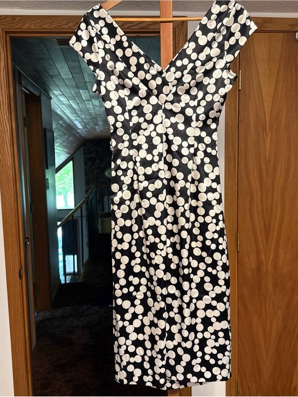Maggy London Black and White Polka Dot Midi Dress